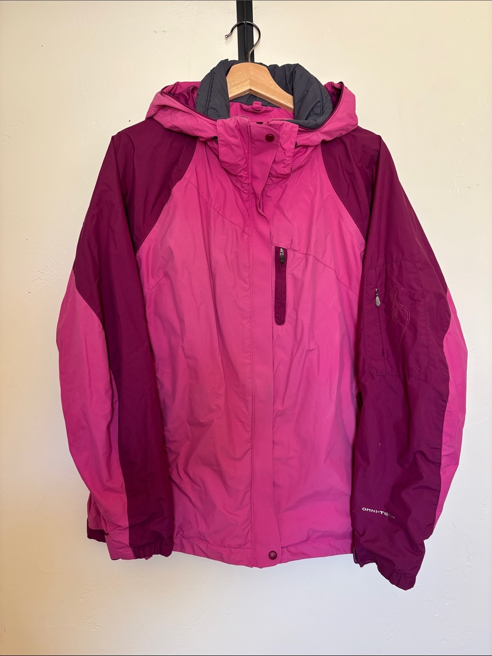 Columbia Two-Tone Pink Hooded Ski Jacket